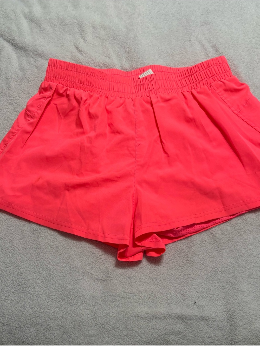 Women's Neon Pink Athletic Shorts with Elastic Waist